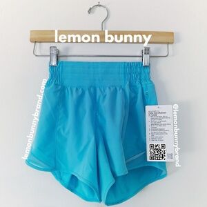lululemon Hotty Hot High-Rise Lined Short 4" Electric Turquoise Blue Sz0 New NWT